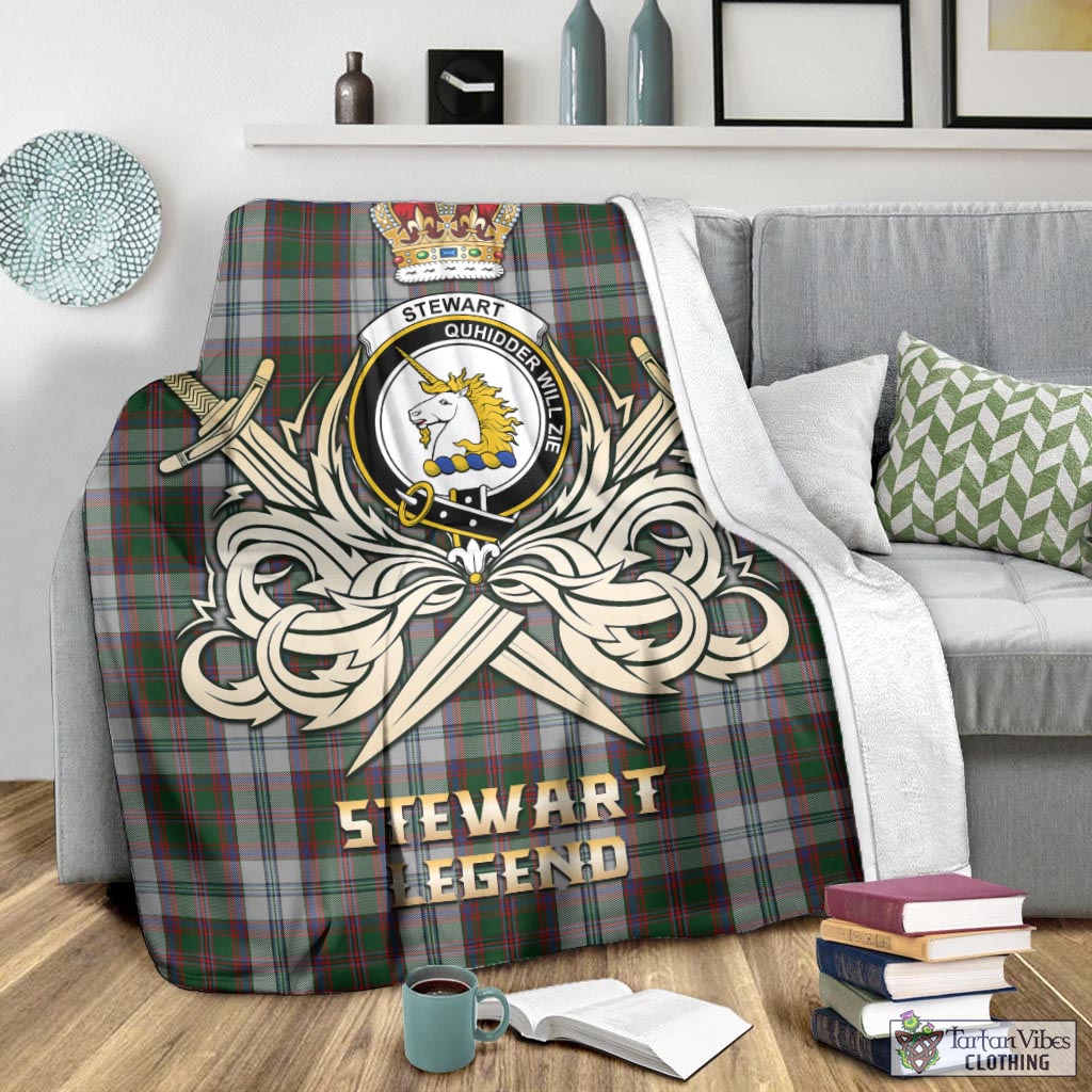 Tartan Vibes Clothing Stewart of Appin Dress Tartan Blanket with Clan Crest and the Golden Sword of Courageous Legacy