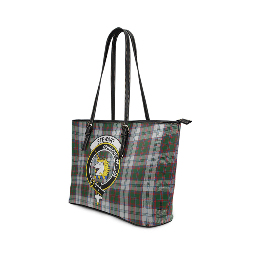 Stewart of Appin Dress Tartan Leather Tote Bag with Family Crest - Tartan Vibes Clothing