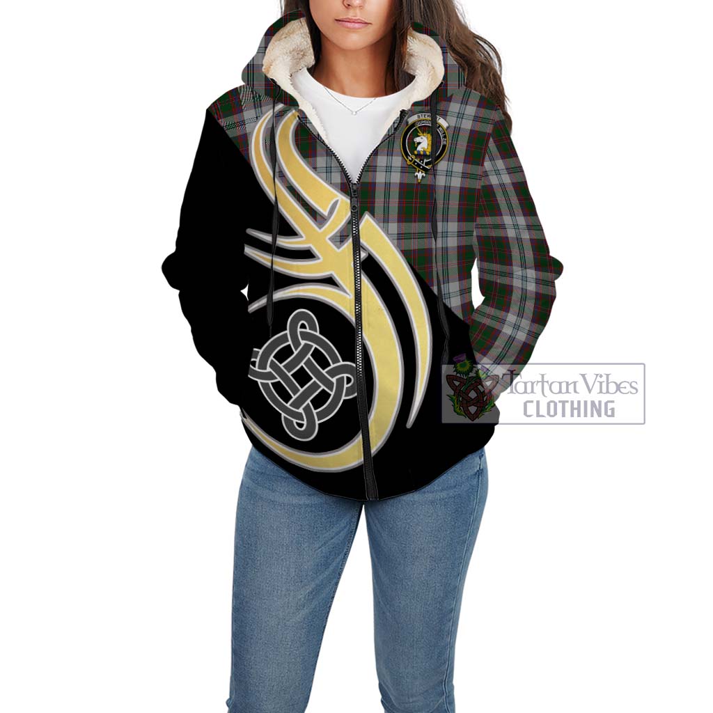 Stewart of Appin Dress Tartan Sherpa Hoodie with Family Crest and Celtic Symbol Style Unisex - Tartan Vibes Clothing