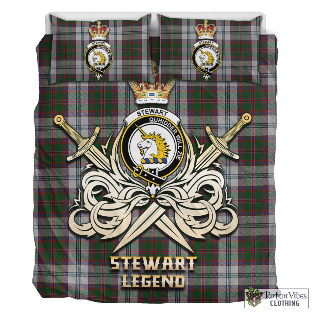 Tartan Vibes Clothing Stewart of Appin Dress Tartan Bedding Set with Clan Crest and the Golden Sword of Courageous Legacy