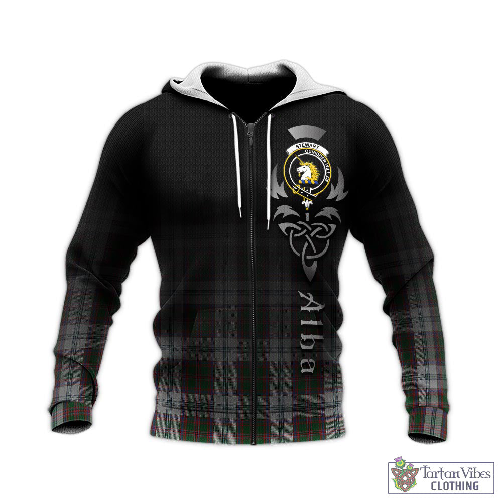 Tartan Vibes Clothing Stewart of Appin Dress Tartan Knitted Hoodie Featuring Alba Gu Brath Family Crest Celtic Inspired