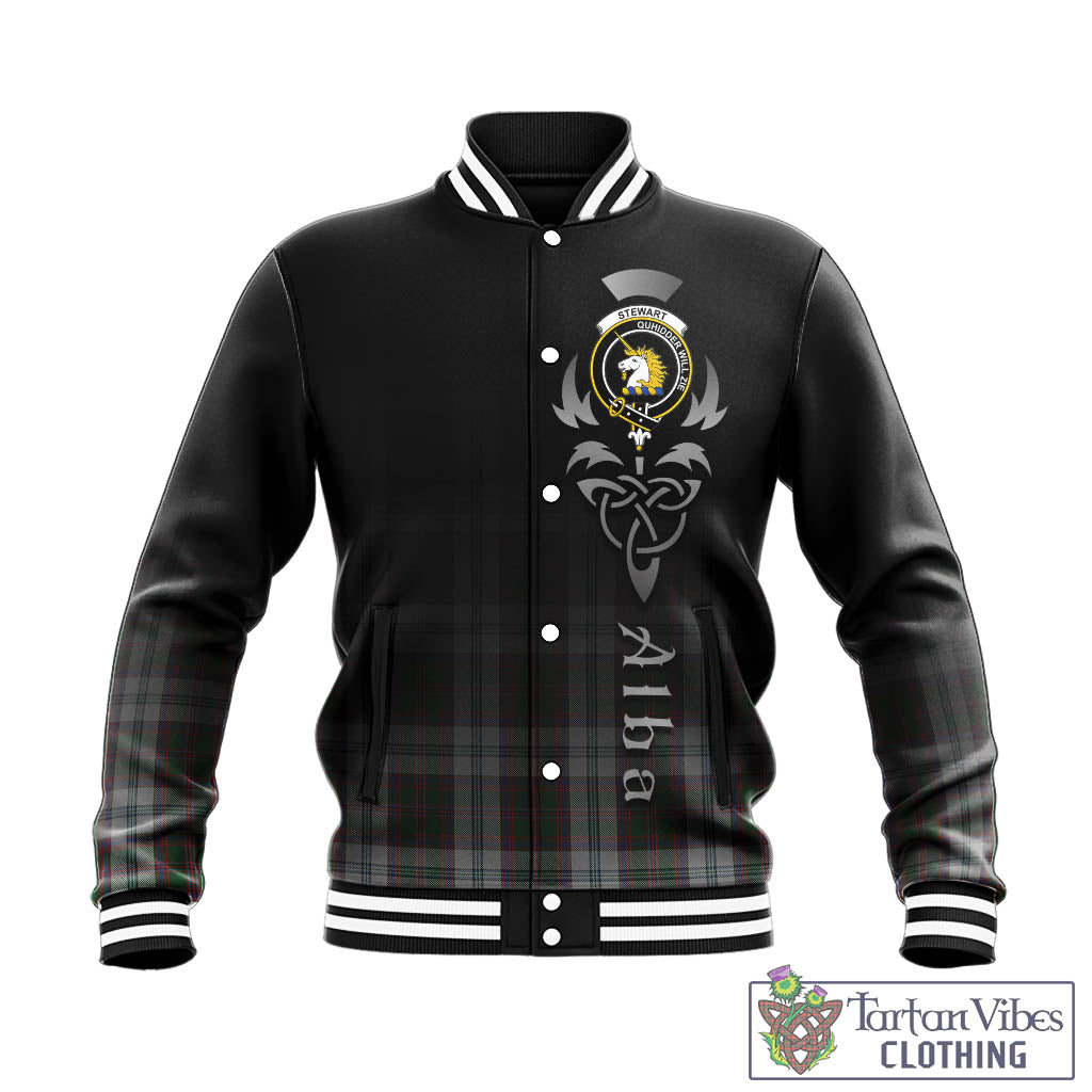 Tartan Vibes Clothing Stewart of Appin Dress Tartan Baseball Jacket Featuring Alba Gu Brath Family Crest Celtic Inspired