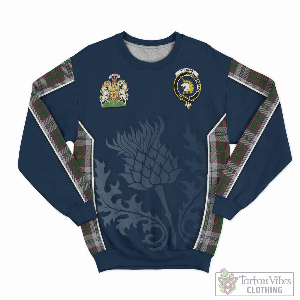 Tartan Vibes Clothing Stewart of Appin Dress Tartan Sweatshirt with Family Crest and Scottish Thistle Vibes Sport Style