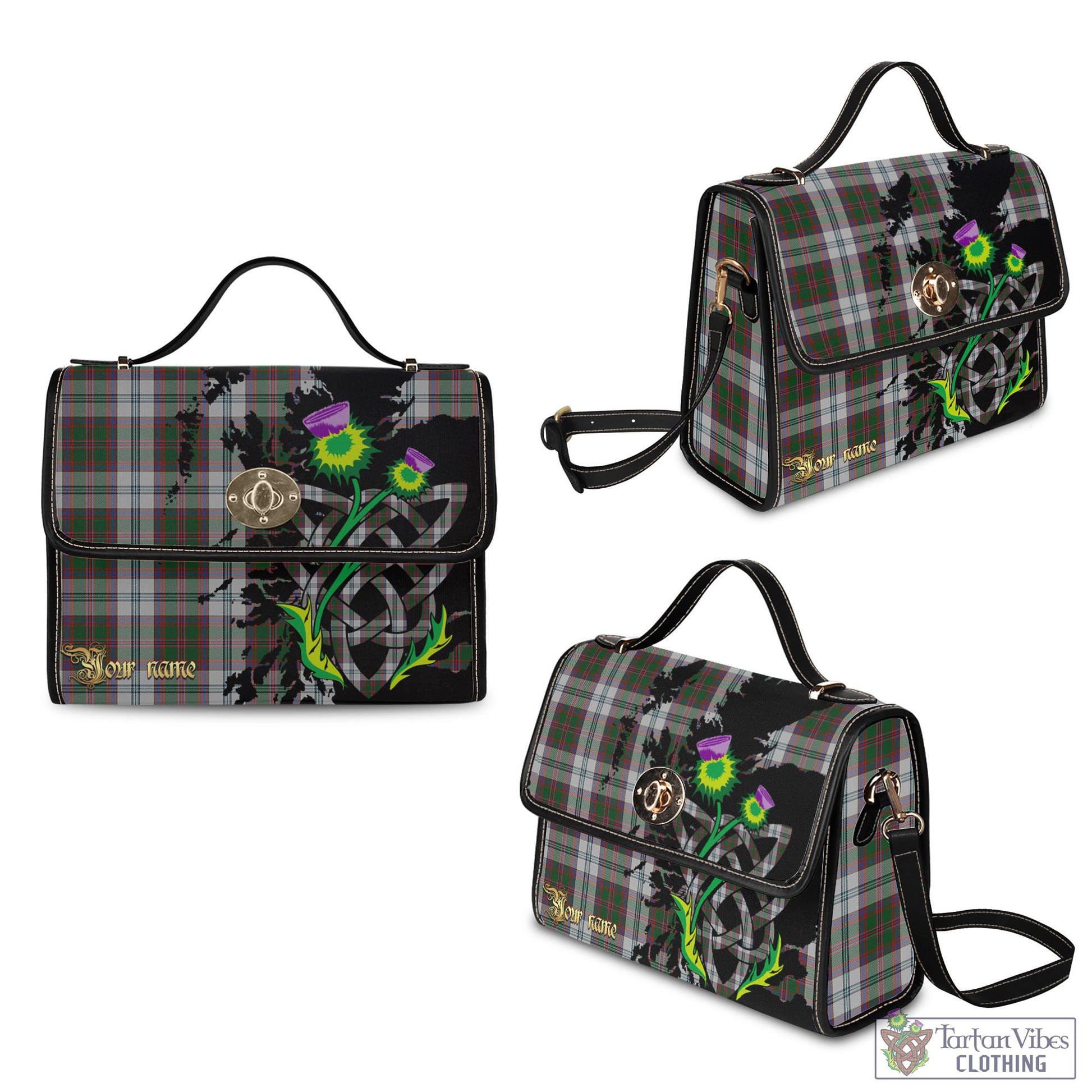 Tartan Vibes Clothing Stewart of Appin Dress Tartan Waterproof Canvas Bag with Scotland Map and Thistle Celtic Accents