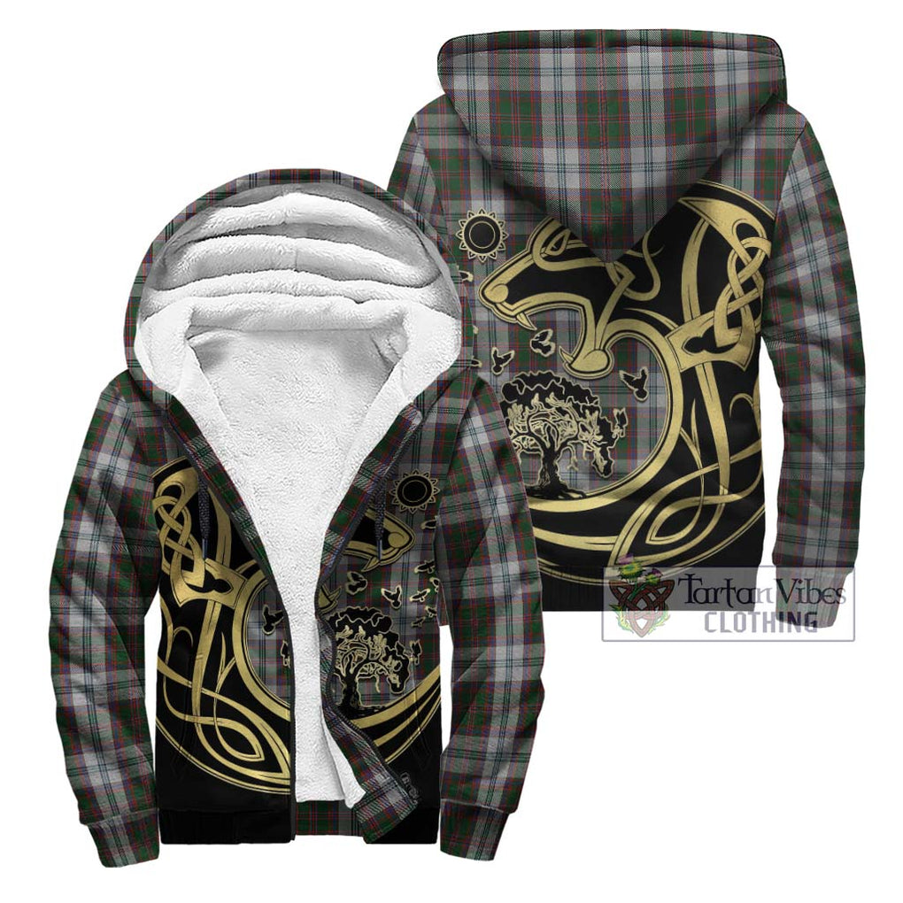 Stewart of Appin Dress Tartan Sherpa Hoodie with Family Crest Celtic Wolf Style Unisex - Tartan Vibes Clothing