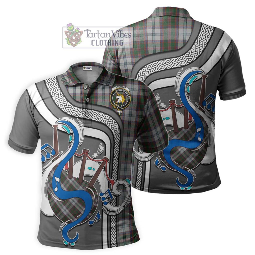 Tartan Vibes Clothing Stewart of Appin Dress Tartan Polo Shirt with Epic Bagpipe Style