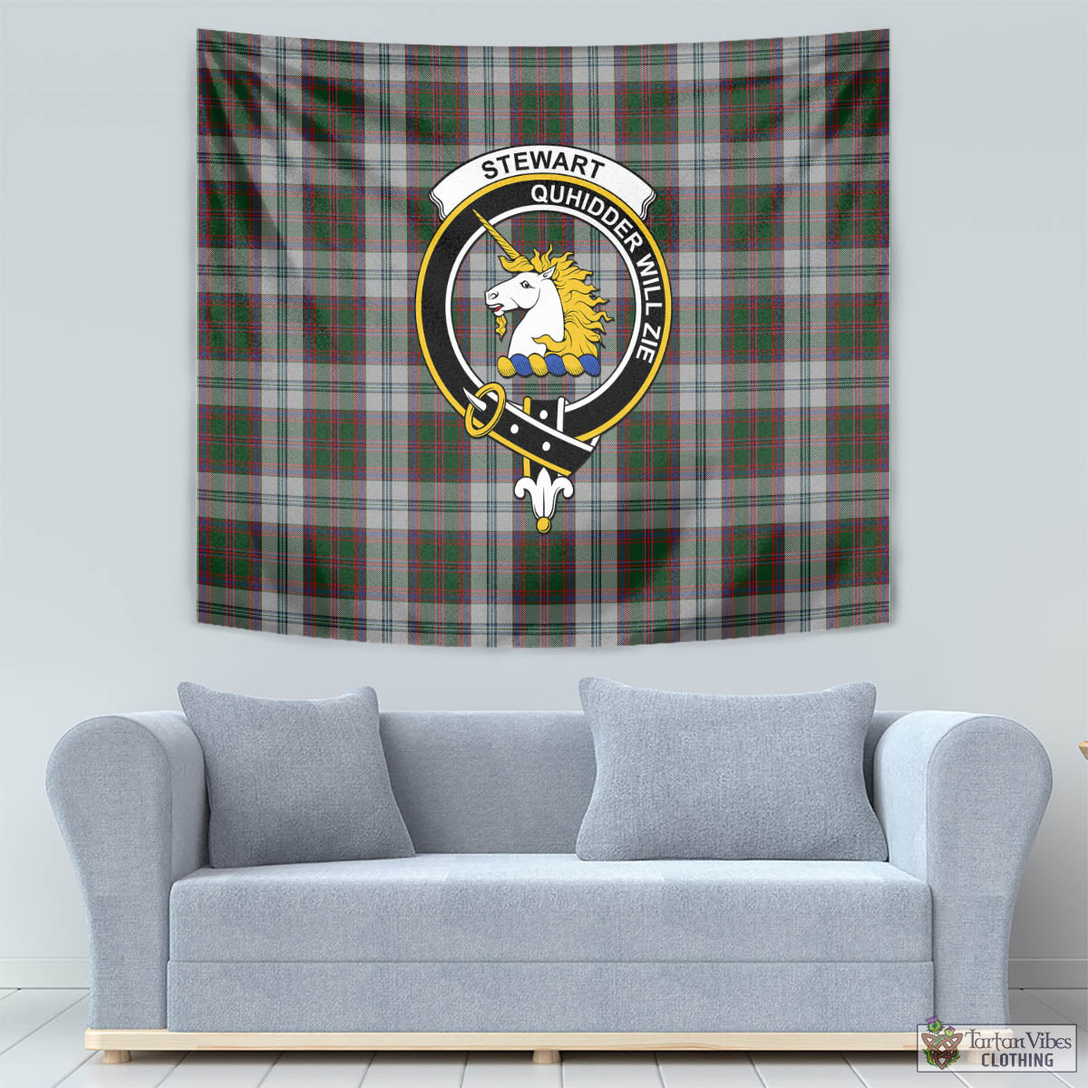 Tartan Vibes Clothing Stewart of Appin Dress Tartan Tapestry Wall Hanging and Home Decor for Room with Family Crest