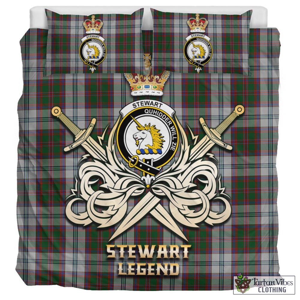 Tartan Vibes Clothing Stewart of Appin Dress Tartan Bedding Set with Clan Crest and the Golden Sword of Courageous Legacy