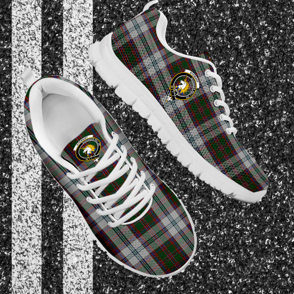 Stewart of Appin Dress Tartan Sneakers with Family Crest - Tartan Vibes Clothing