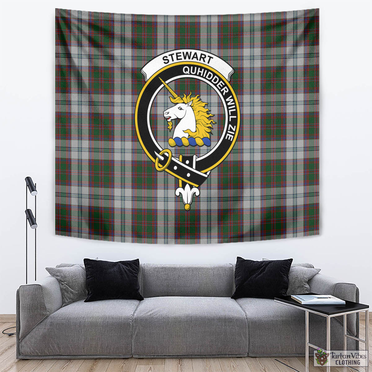 Tartan Vibes Clothing Stewart of Appin Dress Tartan Tapestry Wall Hanging and Home Decor for Room with Family Crest