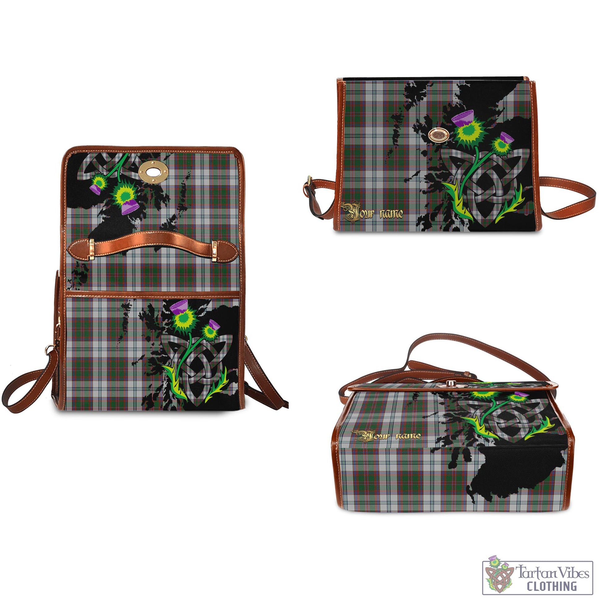 Tartan Vibes Clothing Stewart of Appin Dress Tartan Waterproof Canvas Bag with Scotland Map and Thistle Celtic Accents