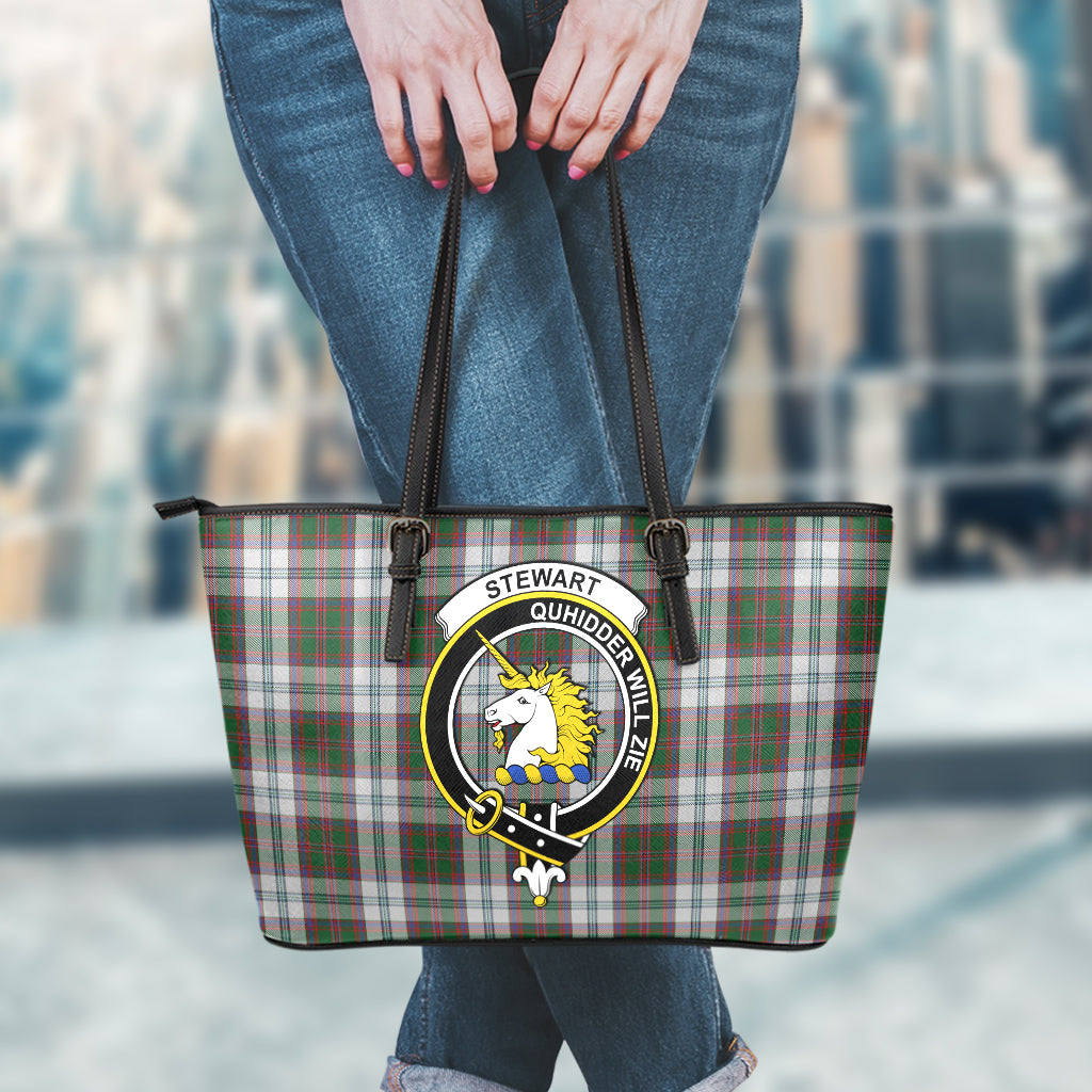 Stewart of Appin Dress Tartan Leather Tote Bag with Family Crest - Tartan Vibes Clothing