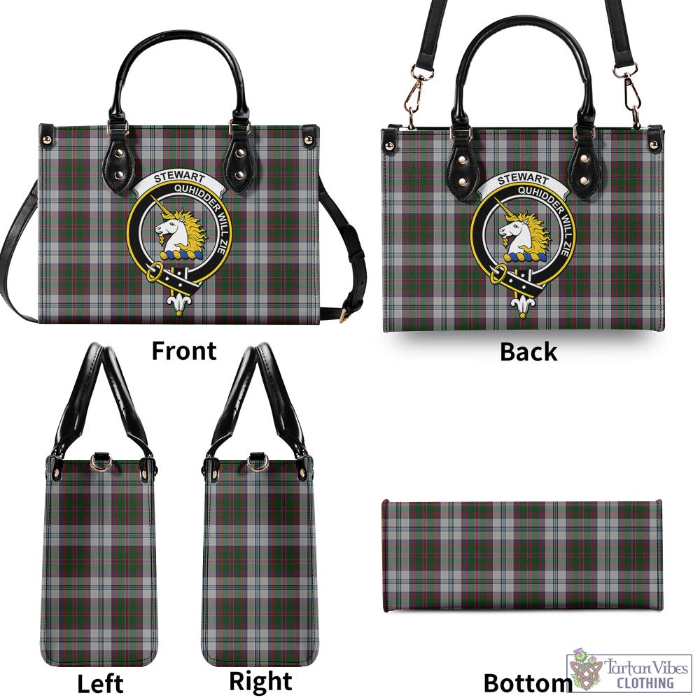 Tartan Vibes Clothing Stewart of Appin Dress Tartan Luxury Leather Handbags with Family Crest