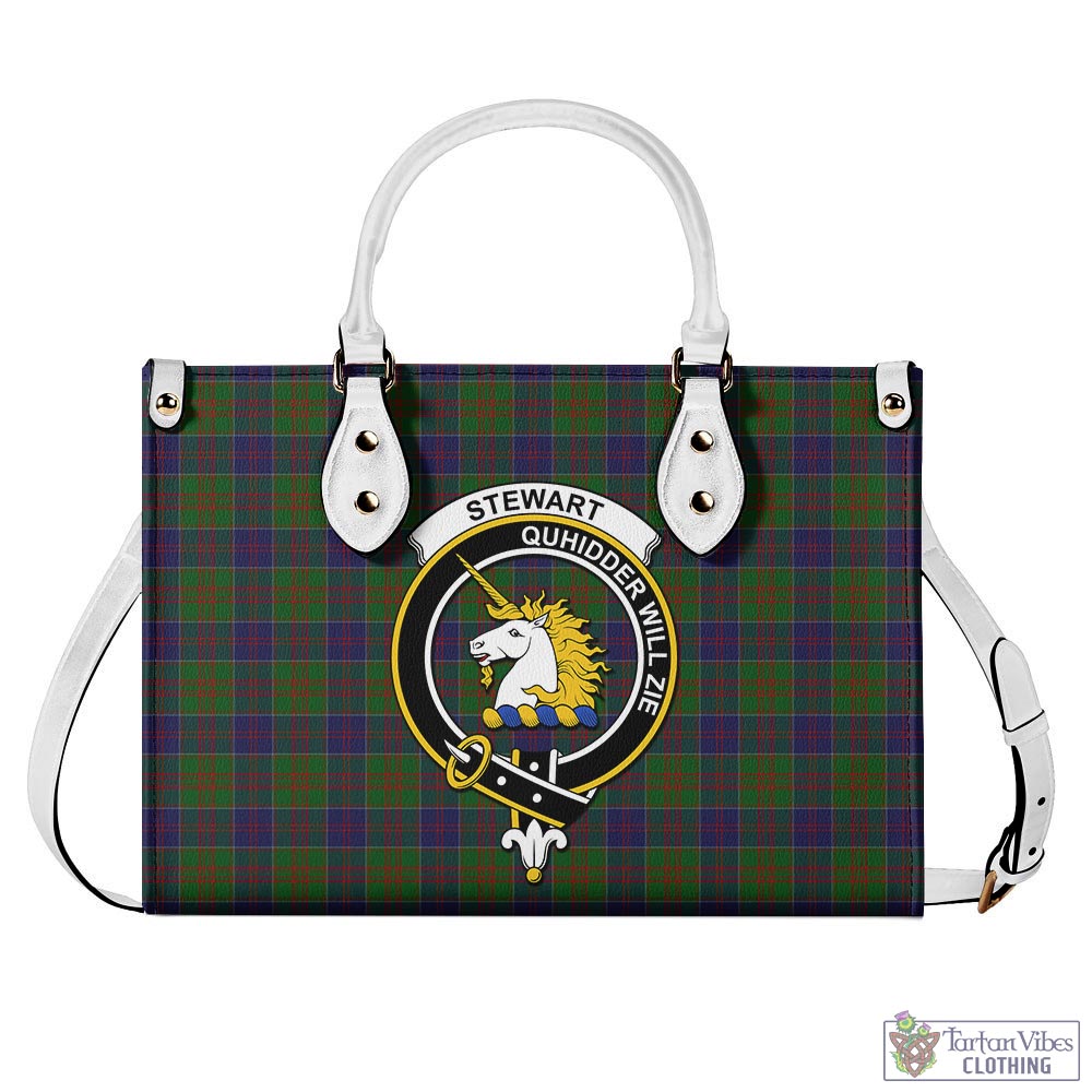 Tartan Vibes Clothing Stewart of Appin Hunting Tartan Luxury Leather Handbags with Family Crest