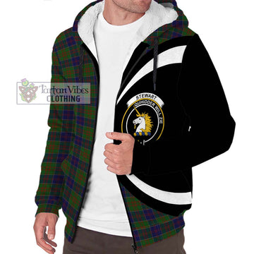 Stewart of Appin Hunting Tartan Sherpa Hoodie with Family Crest Circle Style