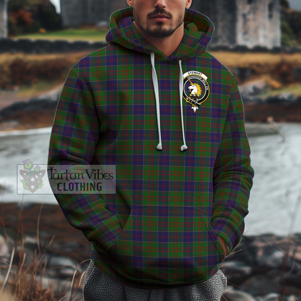 Tartan Vibes Clothing Stewart of Appin Hunting Tartan Cotton Hoodie with Family Crest