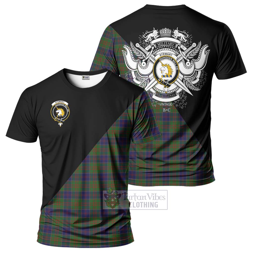 Tartan Vibes Clothing Stewart of Appin Hunting Tartan T-Shirt with Family Crest and Military Logo Style