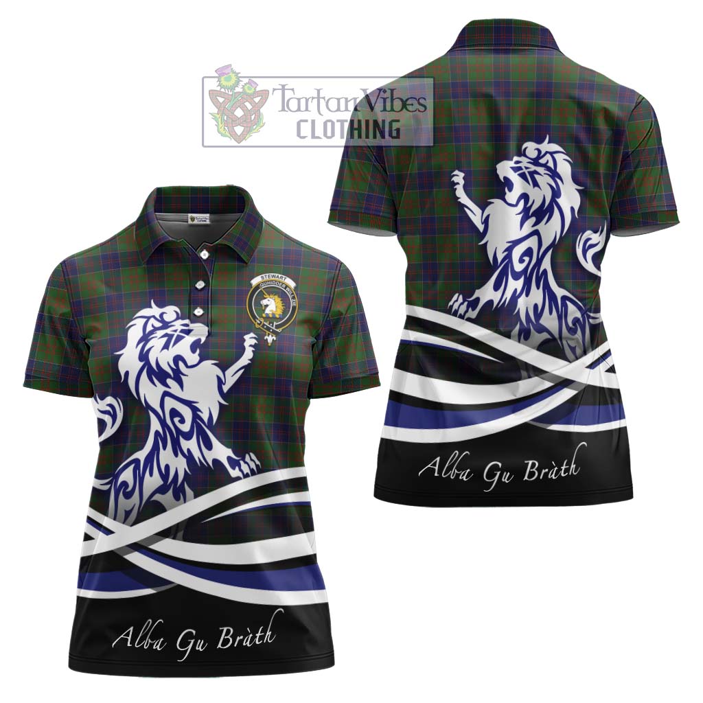 Tartan Vibes Clothing Stewart of Appin Hunting Tartan Women's Polo Shirt with Alba Gu Brath Regal Lion Emblem