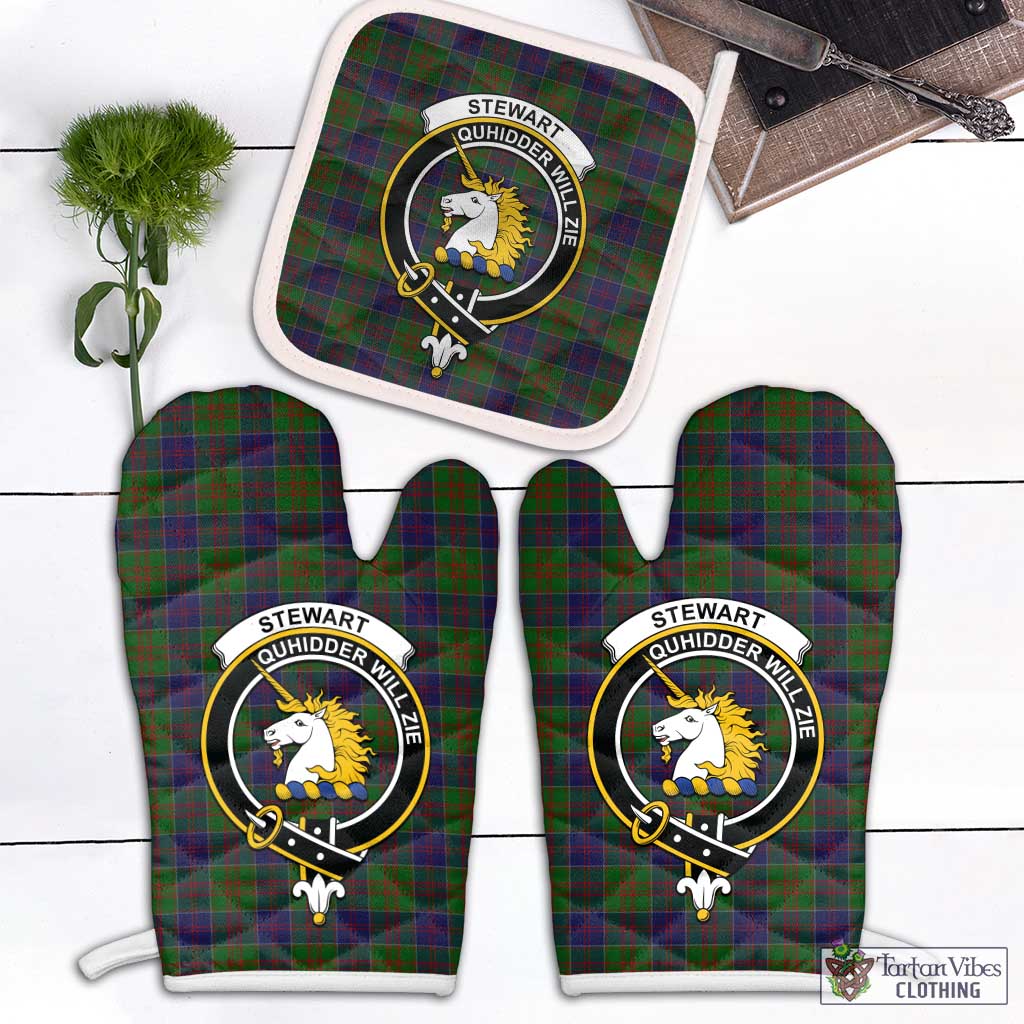 Tartan Vibes Clothing Stewart of Appin Hunting Tartan Combo Oven Mitt & Pot-Holder with Family Crest