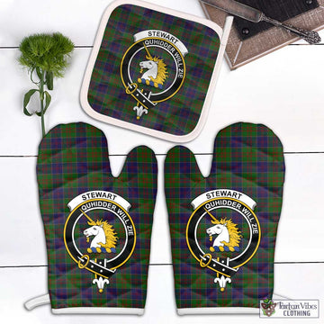 Stewart of Appin Hunting Tartan Combo Oven Mitt & Pot-Holder with Family Crest