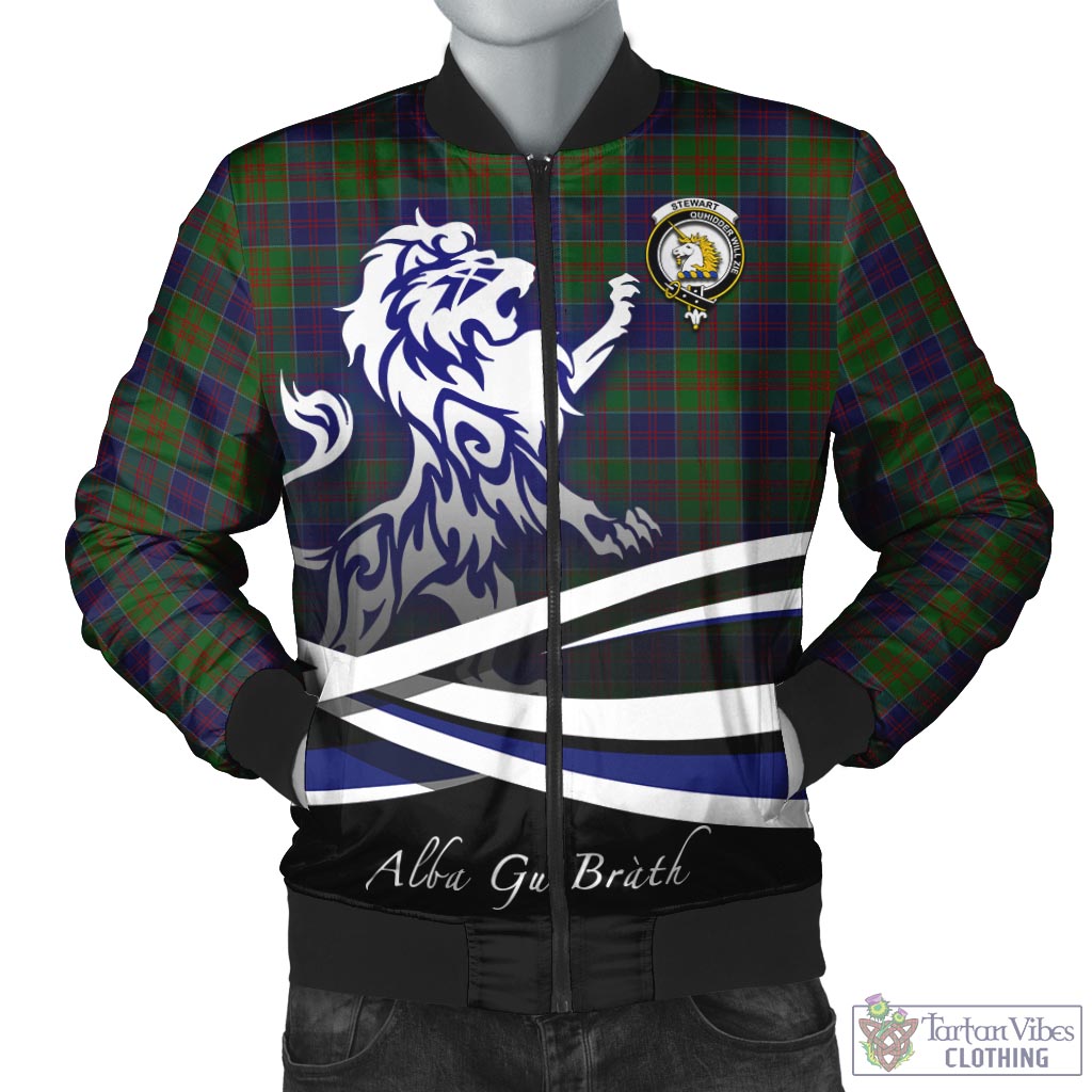 Tartan Vibes Clothing Stewart of Appin Hunting Tartan Bomber Jacket with Alba Gu Brath Regal Lion Emblem