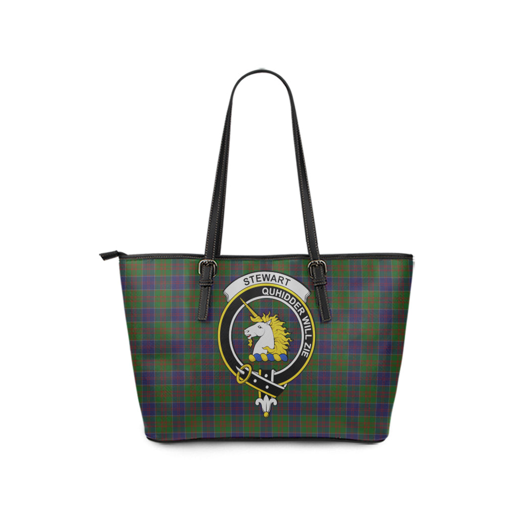 Stewart of Appin Hunting Tartan Leather Tote Bag with Family Crest - Tartan Vibes Clothing