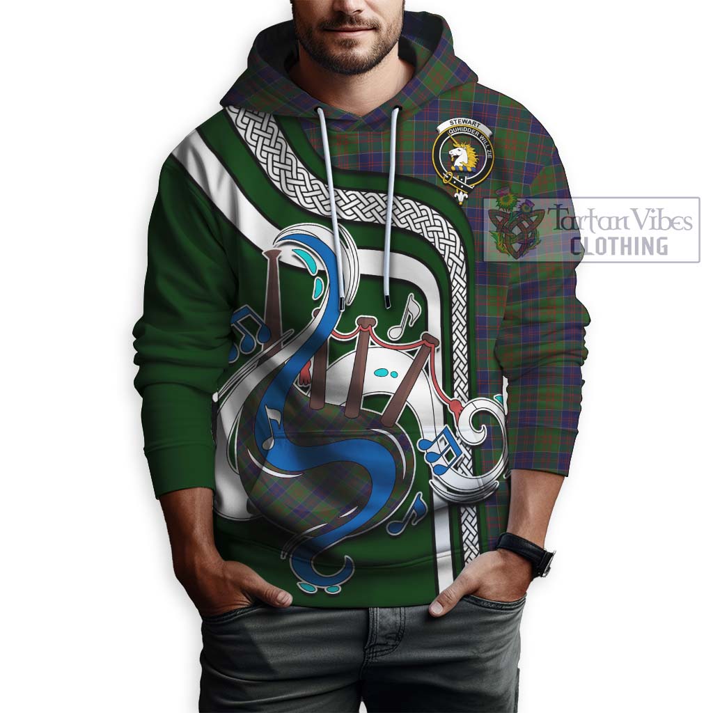 Tartan Vibes Clothing Stewart of Appin Hunting Tartan Hoodie with Epic Bagpipe Style