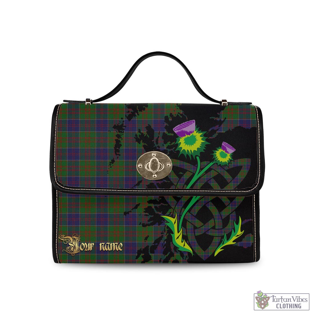 Tartan Vibes Clothing Stewart of Appin Hunting Tartan Waterproof Canvas Bag with Scotland Map and Thistle Celtic Accents