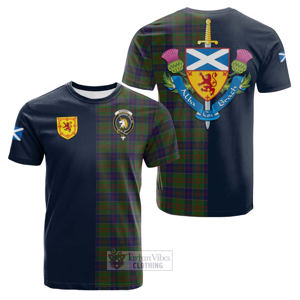 Tartan Vibes Clothing Stewart of Appin Hunting Tartan Cotton T-shirt with Scottish Lion Royal Arm Half Style