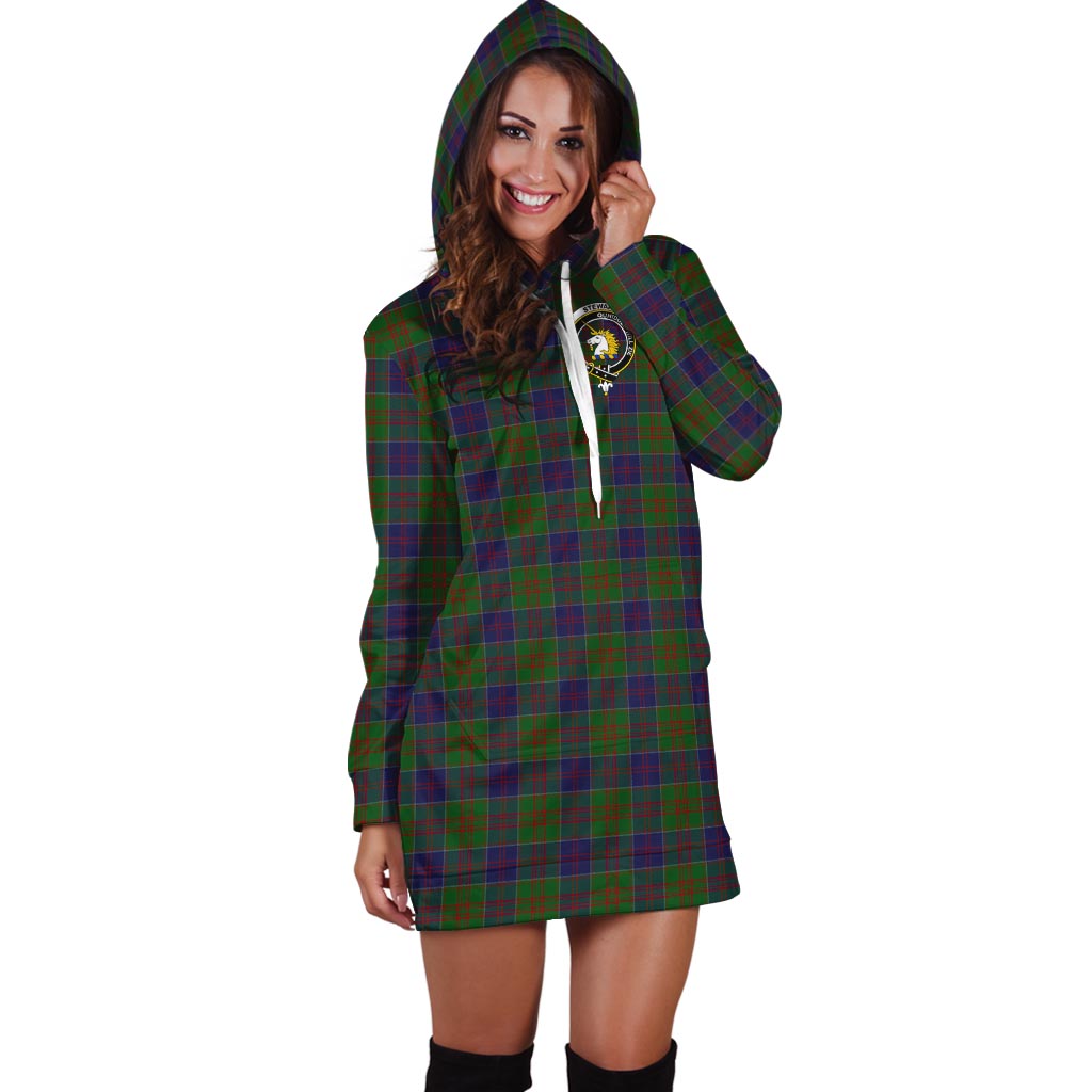 stewart-of-appin-hunting-tartan-hoodie-dress-with-family-crest