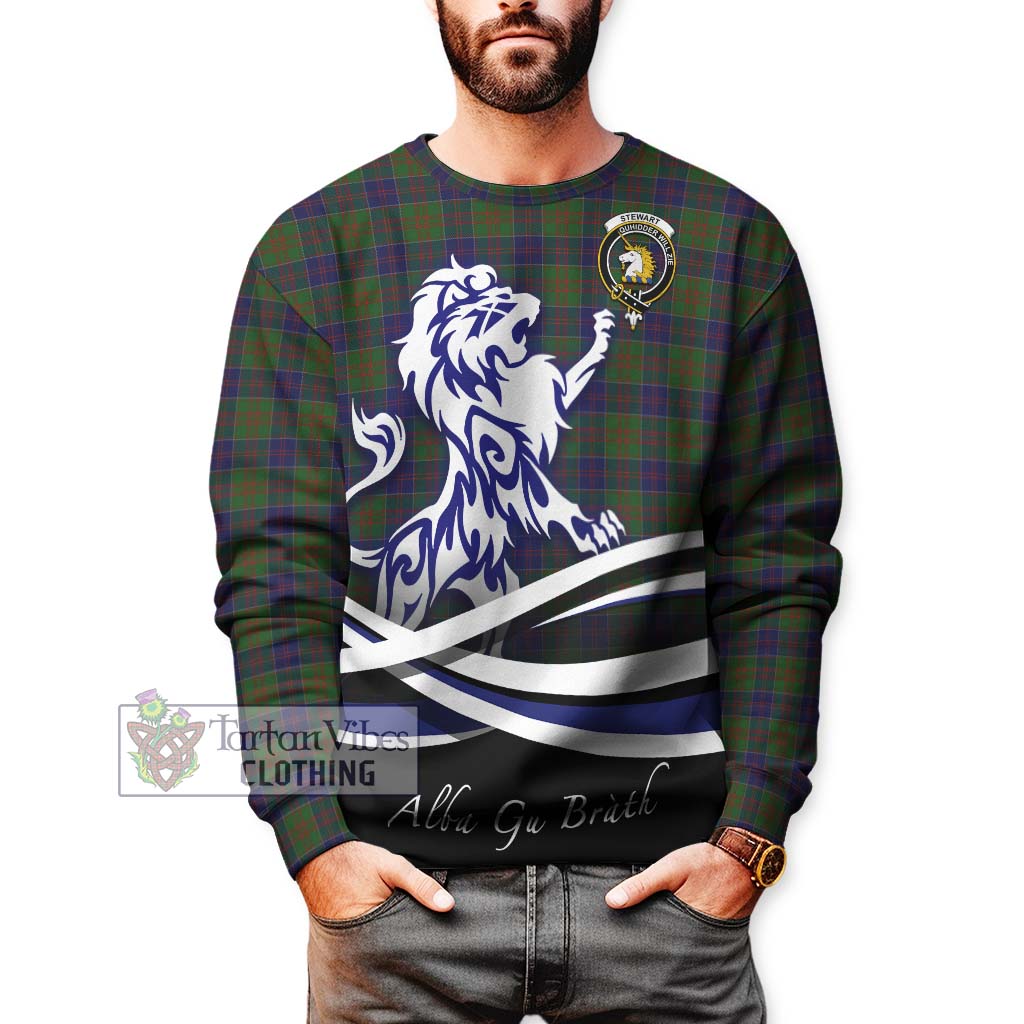 Tartan Vibes Clothing Stewart of Appin Hunting Tartan Sweatshirt with Alba Gu Brath Regal Lion Emblem