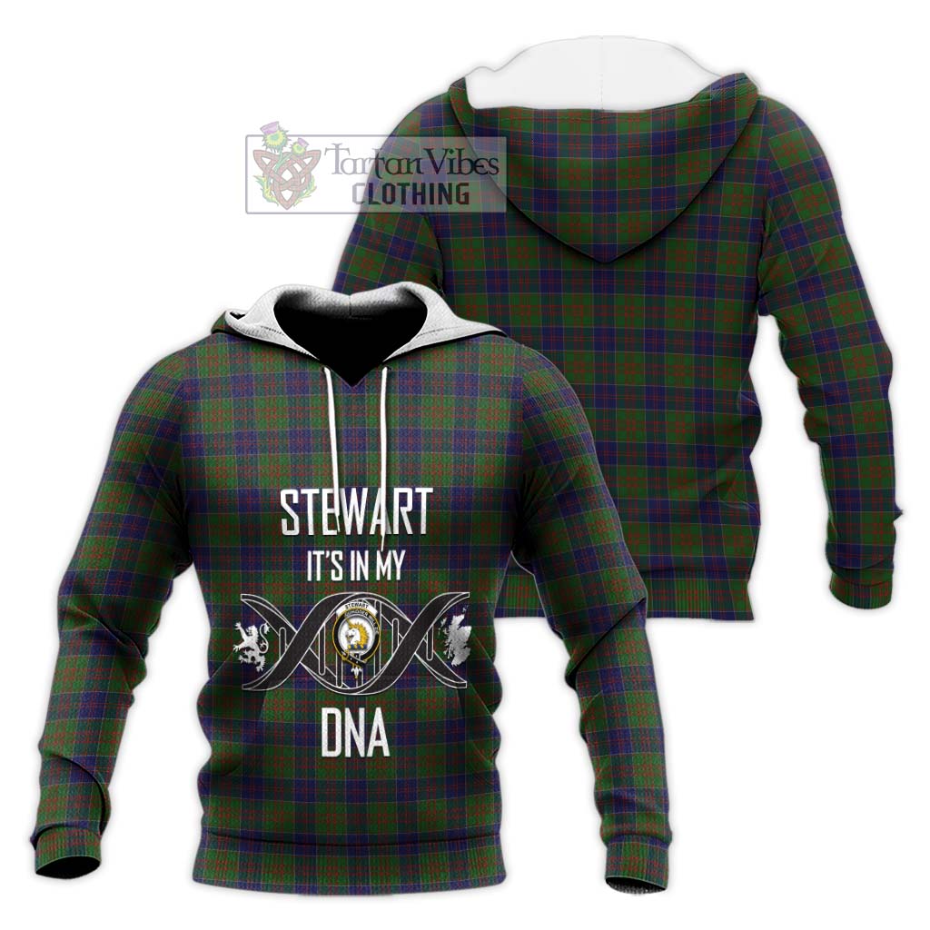 Tartan Vibes Clothing Stewart of Appin Hunting Tartan Knitted Hoodie with Family Crest DNA In Me Style