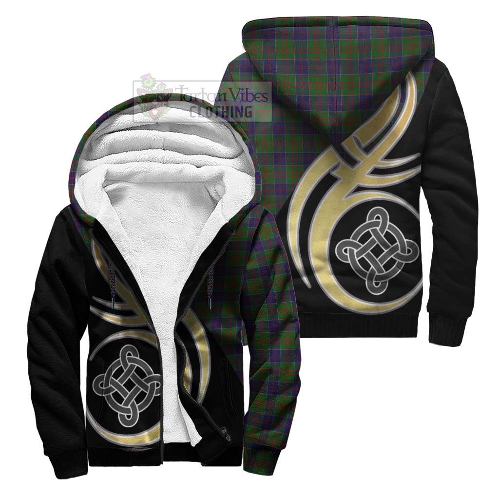 Stewart of Appin Hunting Tartan Sherpa Hoodie with Family Crest and Celtic Symbol Style Unisex S - Tartan Vibes Clothing