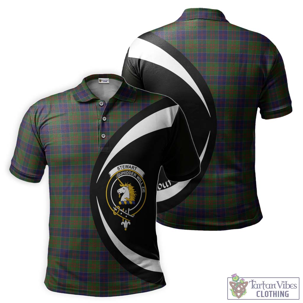 Tartan Vibes Clothing Stewart of Appin Hunting Tartan Men's Polo Shirt with Family Crest Circle Style