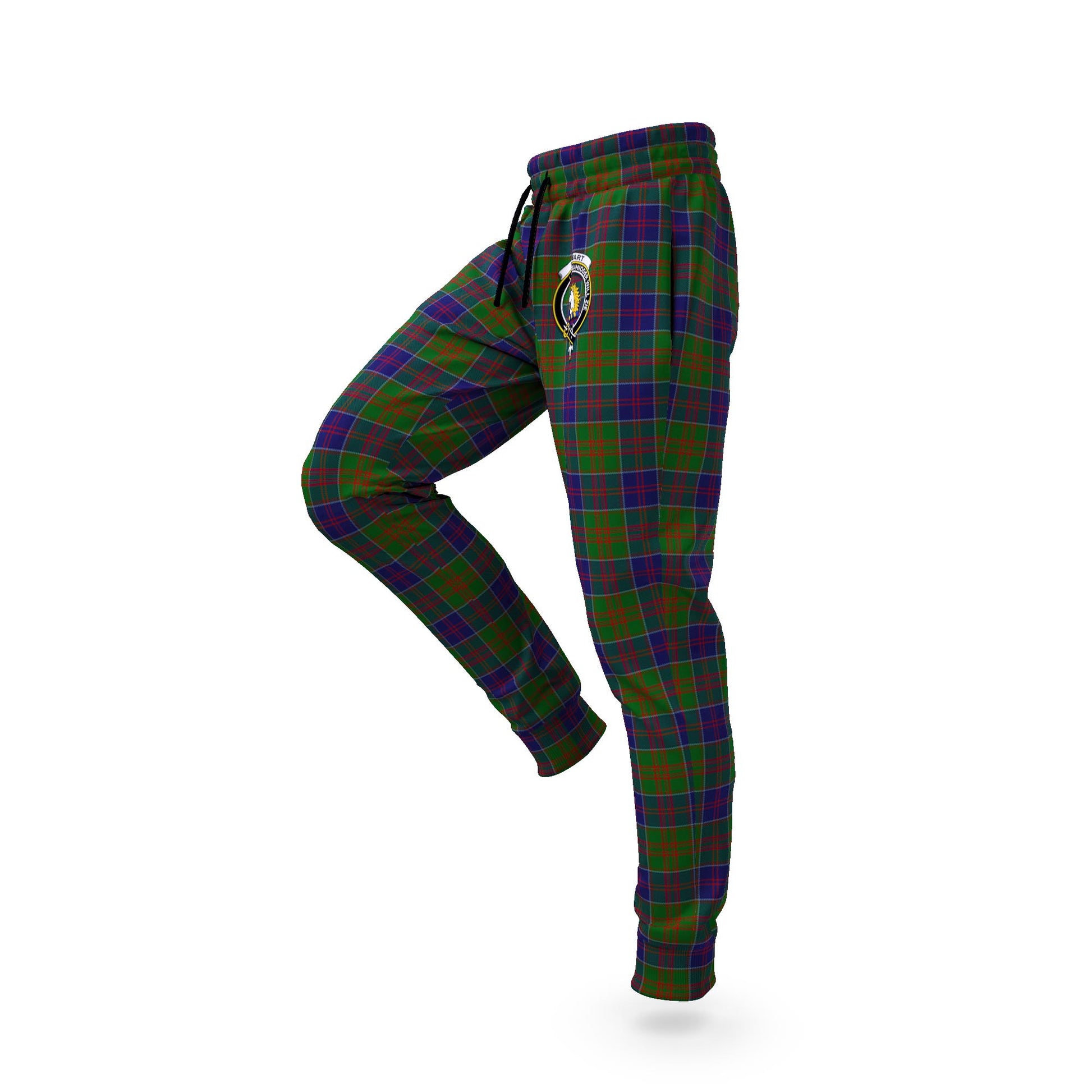 Stewart of Appin Hunting Tartan Joggers Pants with Family Crest S - Tartanvibesclothing Shop