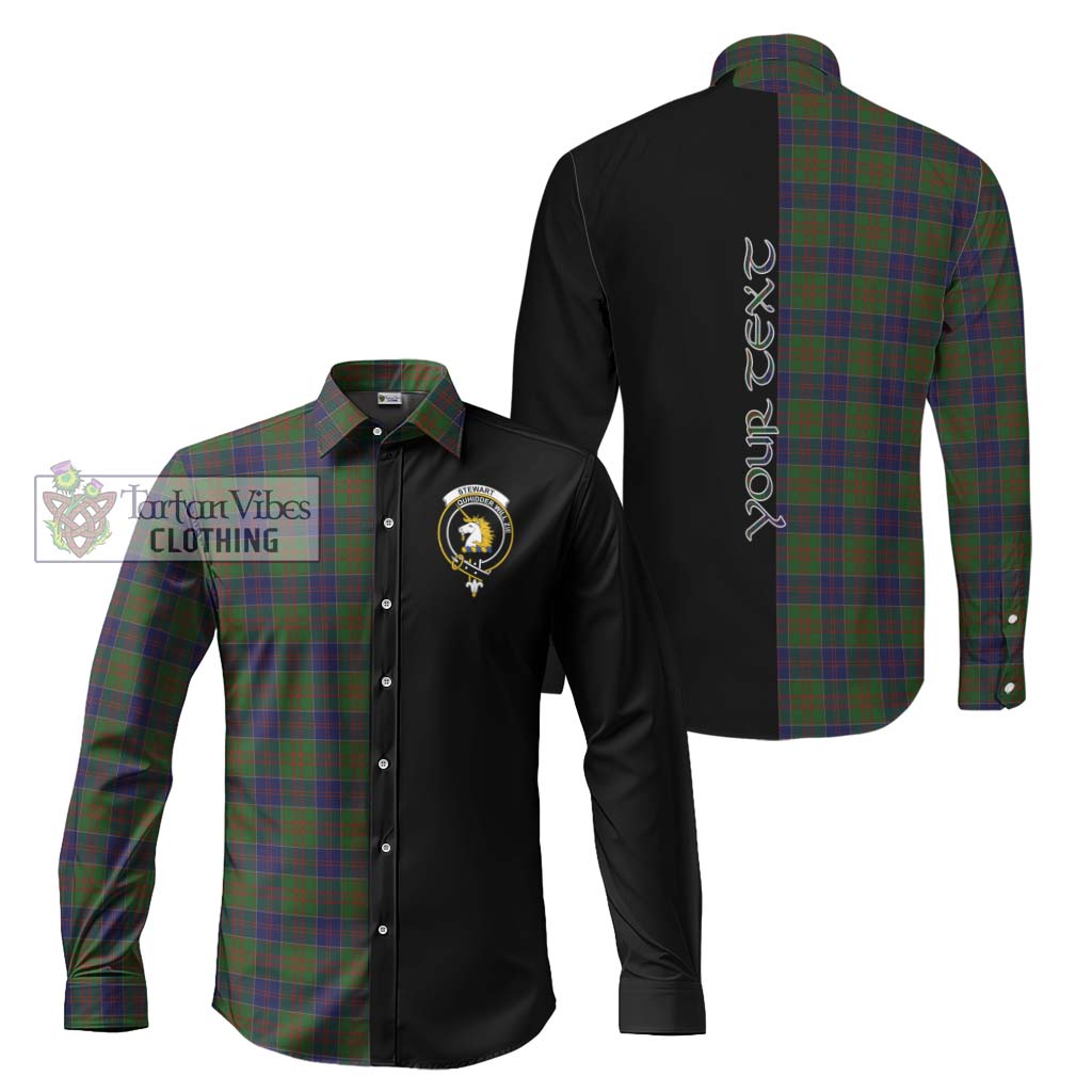 Tartan Vibes Clothing Stewart of Appin Hunting Tartan Long Sleeve Button Shirt with Family Crest and Half Of Me Style