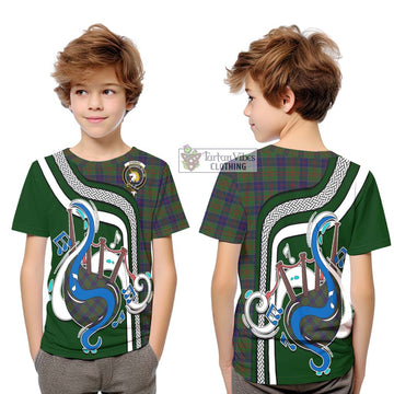 Stewart of Appin Hunting Tartan Kid T-Shirt with Epic Bagpipe Style