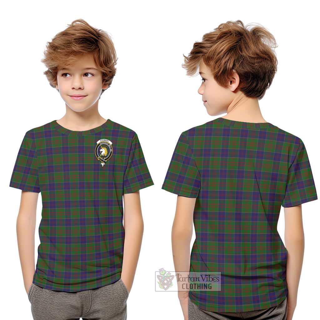 Tartan Vibes Clothing Stewart of Appin Hunting Tartan Kid T-Shirt with Family Crest