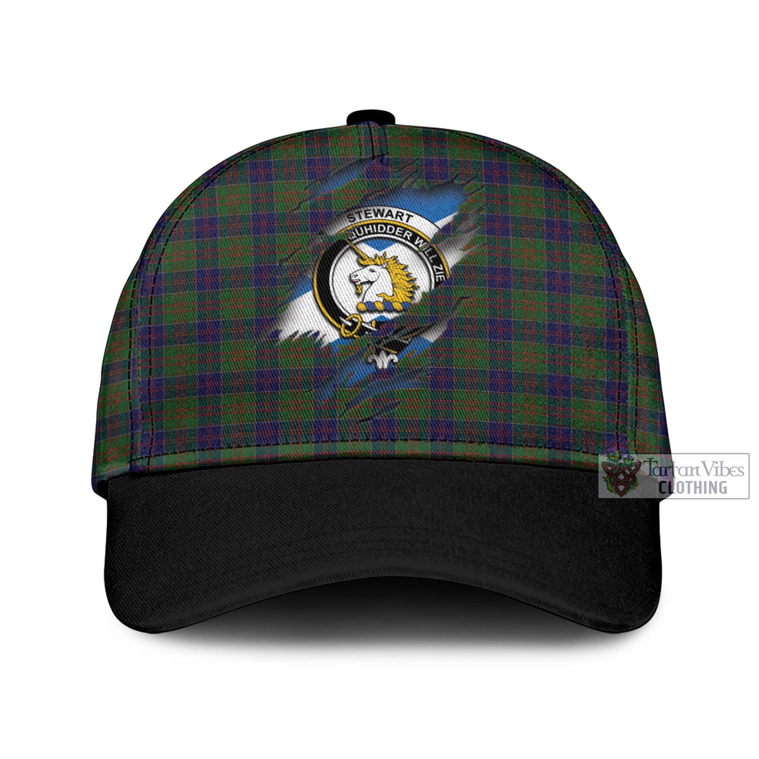 Tartan Vibes Clothing Stewart of Appin Hunting Tartan Classic Cap with Family Crest In Me Style