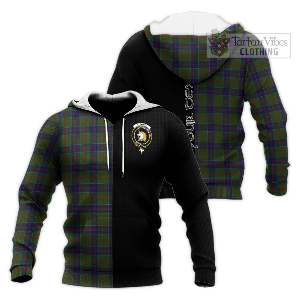 Tartan Vibes Clothing Stewart of Appin Hunting Tartan Knitted Hoodie with Family Crest and Half Of Me Style