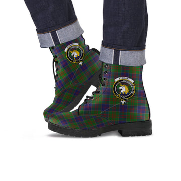 Stewart of Appin Hunting Tartan Leather Boots with Family Crest