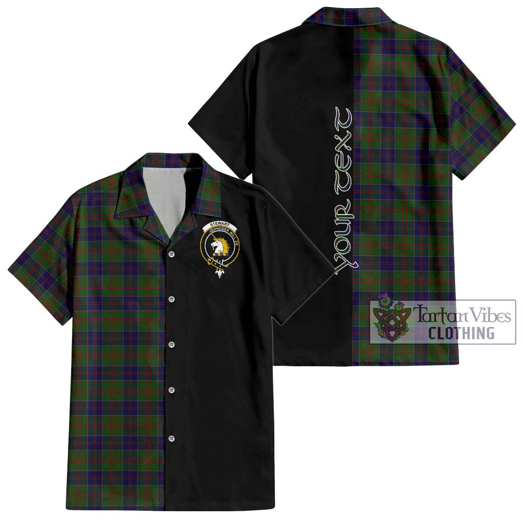 Tartan Vibes Clothing Stewart of Appin Hunting Tartan Short Sleeve Button Shirt with Family Crest and Half Of Me Style