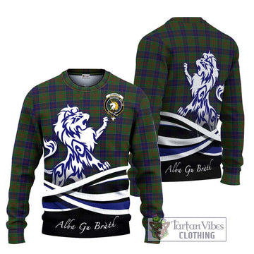 Stewart of Appin Hunting Tartan Knitted Sweater with Alba Gu Brath Regal Lion Emblem