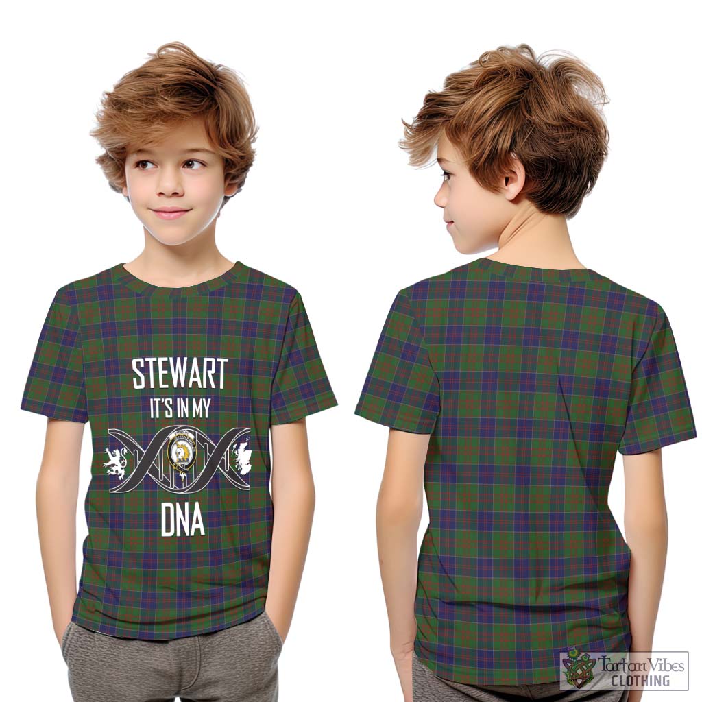 Tartan Vibes Clothing Stewart of Appin Hunting Tartan Kid T-Shirt with Family Crest DNA In Me Style