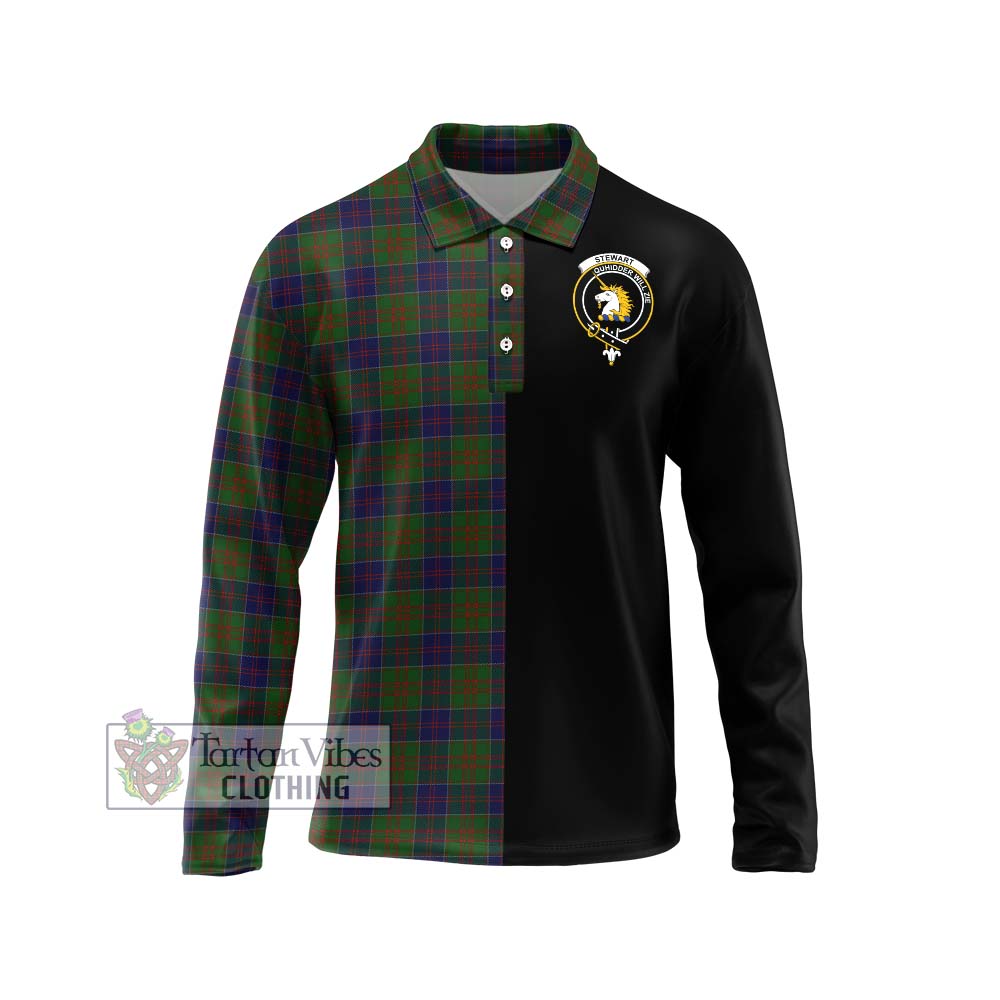 Tartan Vibes Clothing Stewart of Appin Hunting Tartan Long Sleeve Polo Shirt with Family Crest and Half Of Me Style