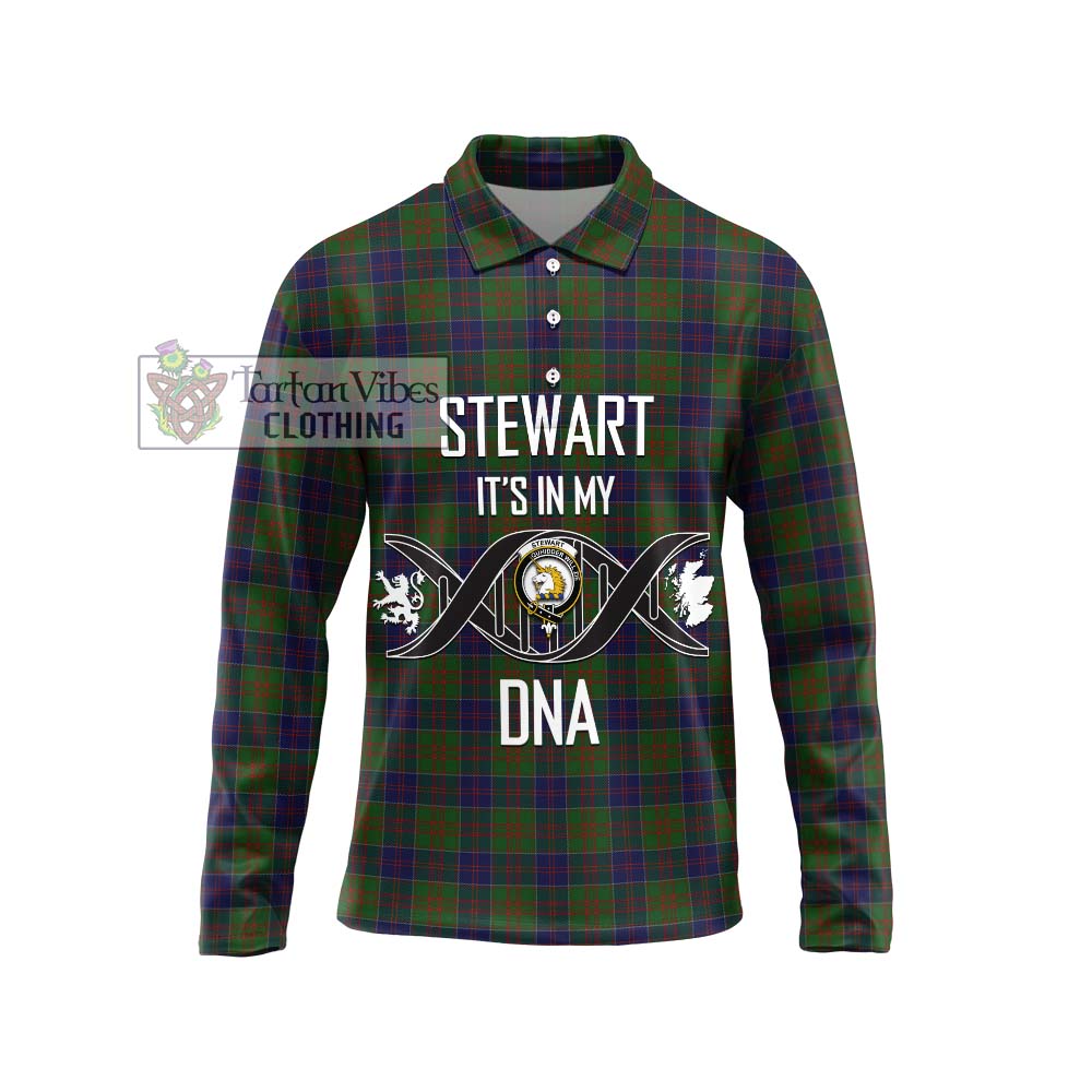 Tartan Vibes Clothing Stewart of Appin Hunting Tartan Long Sleeve Polo Shirt with Family Crest DNA In Me Style