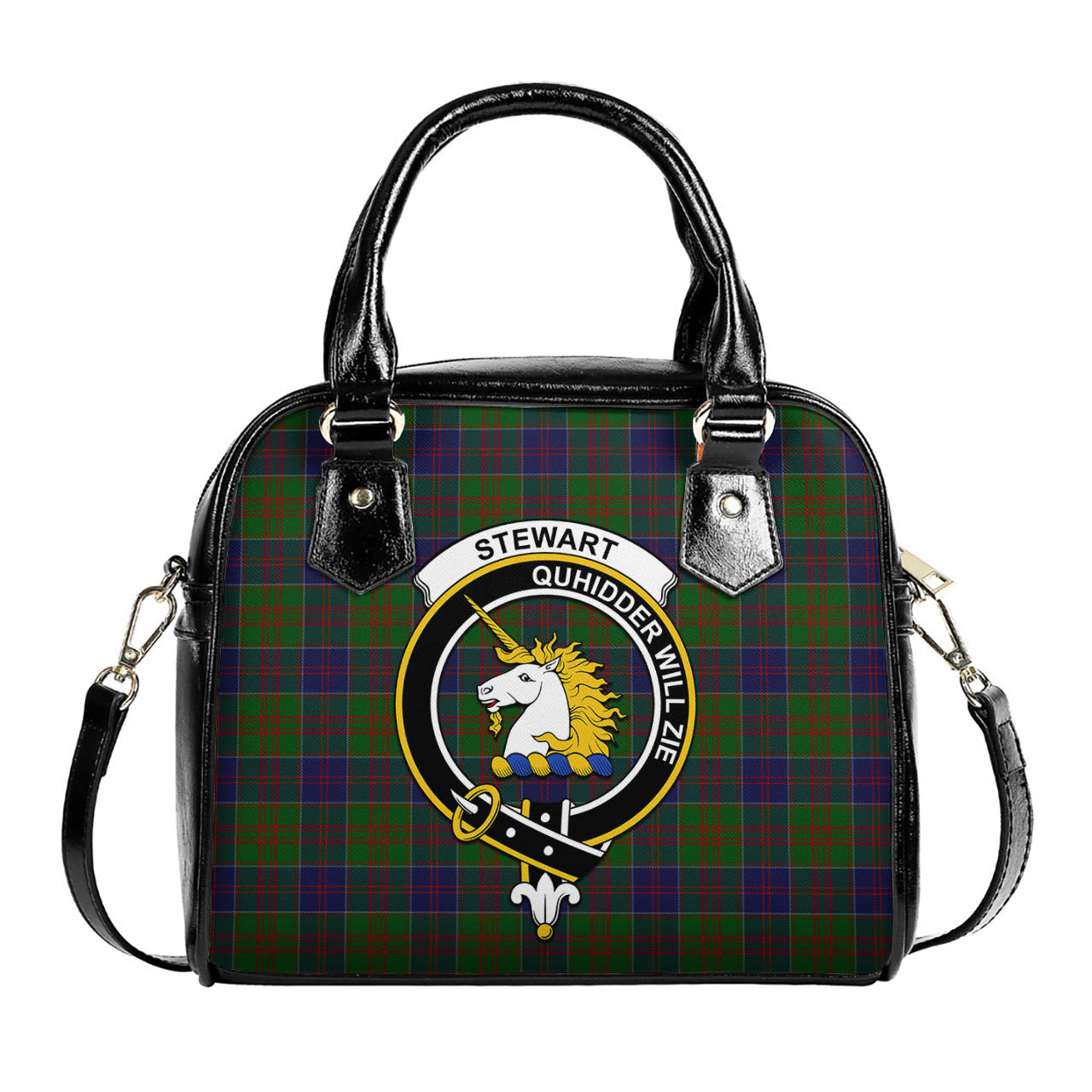 Stewart of Appin Hunting Tartan Shoulder Handbags with Family Crest One Size 6*25*22 cm - Tartanvibesclothing
