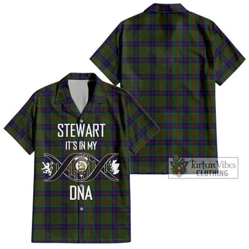 Stewart of Appin Hunting Tartan Short Sleeve Button Shirt with Family Crest DNA In Me Style