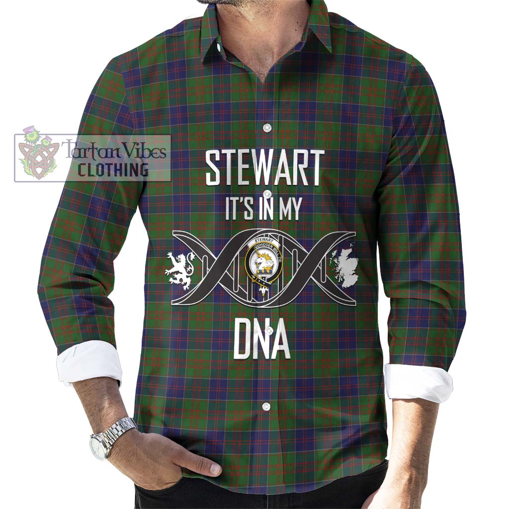 Tartan Vibes Clothing Stewart of Appin Hunting Tartan Long Sleeve Button Shirt with Family Crest DNA In Me Style