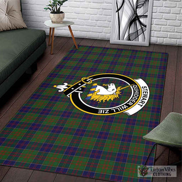 Stewart of Appin Hunting Tartan Area Rug with Family Crest